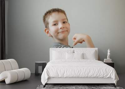 Vaccinated Boy Showing Arm After Covid-19 Vaccine Injection Wall mural