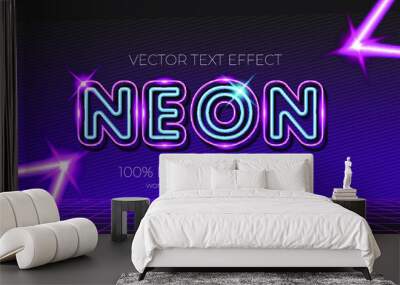 editable neon text effect style, EPS editable text effect Wall mural