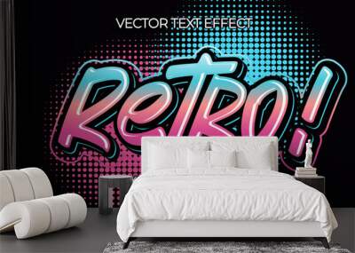 old school Retro editable text effect style, EPS editable text effect Wall mural