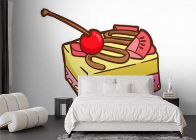 strawberry cheese cake vector illustration Wall mural