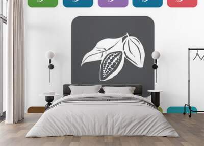 cacao sign icon symbol set. tropical fruits set. rectangle colou Wall mural