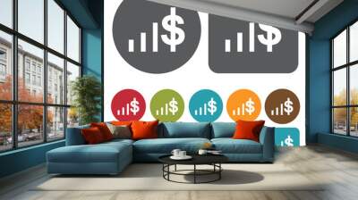 Dollar sign graph icons set. Round and rectangle colourful 12 bu Wall mural