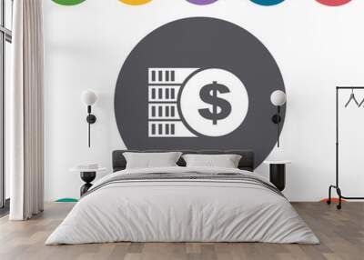 dollar sign icons set. round colourful 12 buttons. vector illust Wall mural