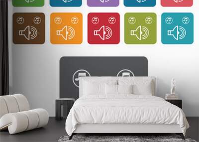 Volume icons set. Rectangle colourful 12 buttons. Vector illustr Wall mural