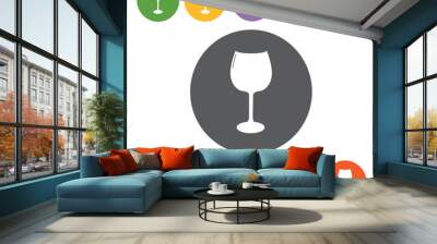 Wine glass icons set. Round colourful 12 buttons. Vector illustr Wall mural