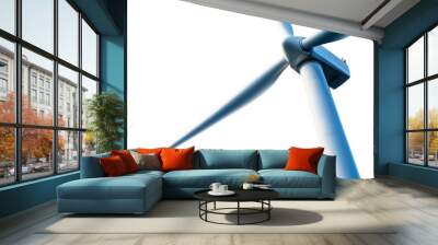 A close-up view of a modern wind turbine highlighting its sleek design with transparent Background. Wall mural