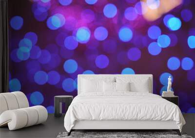 Bokeh of glowing light in the dark. Glittering bright flare luxury lantern light for celebration. Wall mural