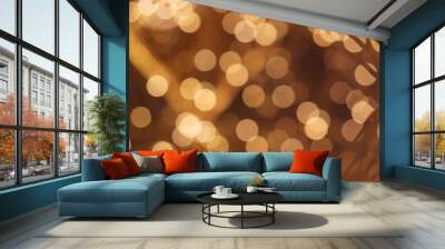 Bokeh of glowing light in the dark. Glittering bright flare luxury lantern light for celebration. Wall mural