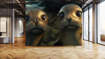 Adorable Sea Lion Pups Close Up - Ocean Wildlife Photography Wall mural