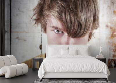 angry teenage boy Wall mural