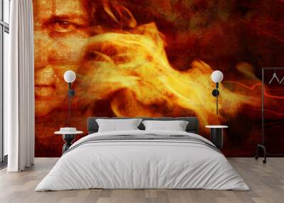 Woman with fire Wall mural