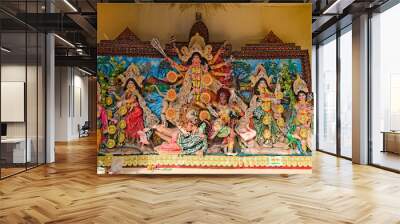 still picture image of Godess Durga being worshipped on the occasion of Durga puja festival in India Wall mural