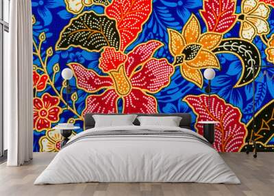 Close up Thai silk traditional motif background. Wall mural