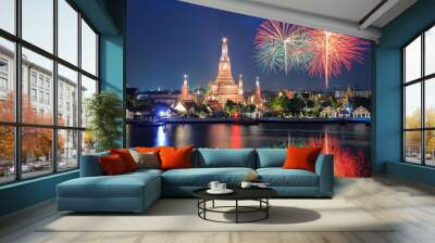 Wat arun under new year celebration time, Thailand Wall mural