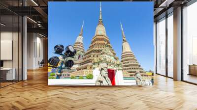 Wat Pho is a Buddhist temple in Phra Nakhon district, Bangkok, Thailand. It is located in the Rattanakosin district directly adjacent to the Grand Palace. Wall mural