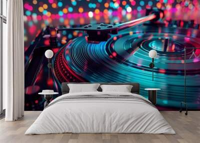 a visual with music vynil really funky like this image Wall mural