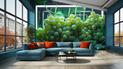 a wire frame holograhic green grape neon color  Wall mural