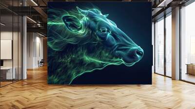 dark blue gradient colored background cow Wall mural