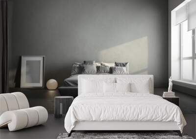 3d render of gray bedroom Wall mural