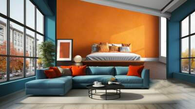 3d render of orange bedroom Wall mural