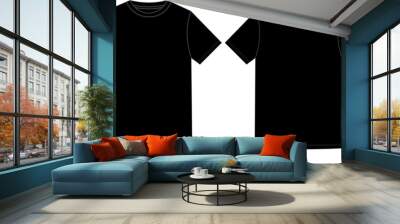 Blank Black T-shirt Design Vector Transparent Template, Front and Back View Wall mural