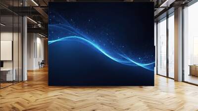 Abstract wave of particles. Blue shiny technology background. illustration with blue dots 2211 Wall mural