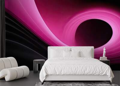 Abstract wave pattern with a pink color on a black background
 Wall mural