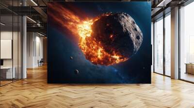 Asteroids over planet earth 46 Wall mural