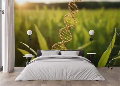 Green leaf DNA double helix eco friendly 8 Wall mural