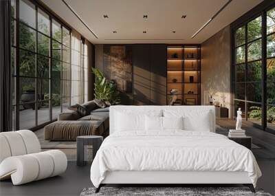 Luxury bedroom in hotel black room interior design Wall mural