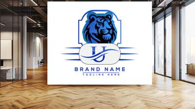 U Tiger logo Blue Design. Vector logo design for business. Wall mural