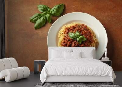 Vegan spaghetti bolognese on isolated transparent background 2 Wall mural