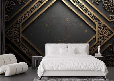 A gold frame with a black background. The frame is ornate and has a lot of detail Wall mural