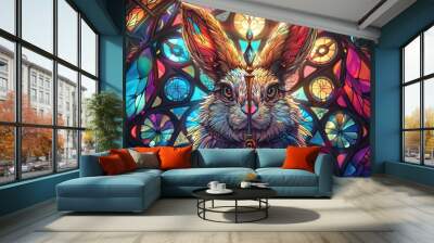 A rabbit is holding a wand and is looking at the camera Wall mural