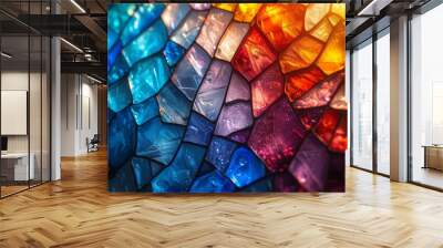 Stained glass window background with colorful abstract. Wall mural