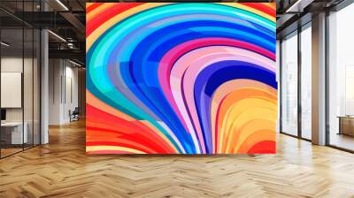 Abstract swirl technicolor background. Colorful vector graphic pattern Wall mural