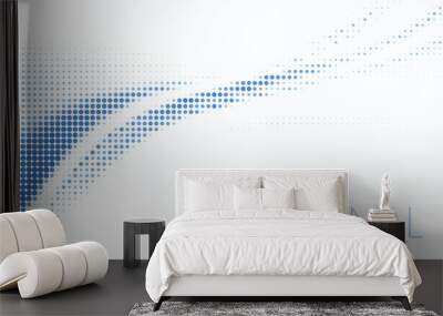 Blue halftone line on white background. Minimal vector pattern Wall mural