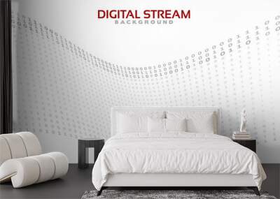 Digital stream. Simple binary code wave by ones and zeros Wall mural