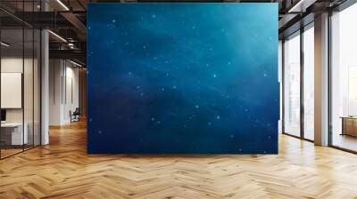 Space background. Blue cloud nebula with star field and sun. Digital painting Wall mural