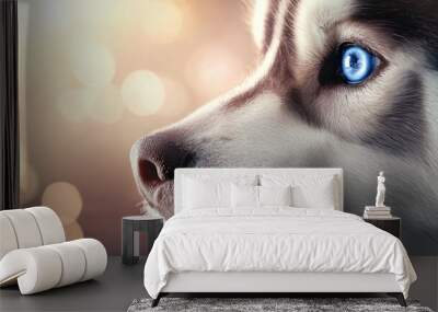 A dog with a blue eye and a white nose Wall mural