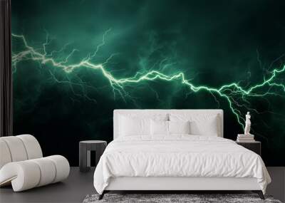 A green lightning bolt is shown in the sky Wall mural