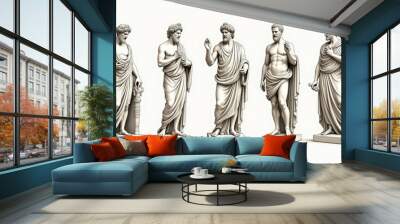 A group of statues of men in white robes Wall mural