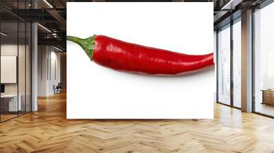 A red chili pepper is shown on a white background Wall mural