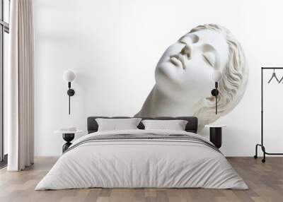 A white statue of a woman's head with her eyes closed Wall mural