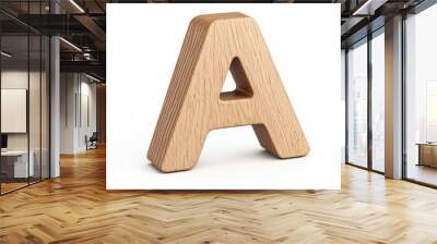 A wooden letter A is shown on a white background Wall mural