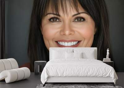 Close-up portrait of a woman. Background with selective focus and copy space for text Wall mural