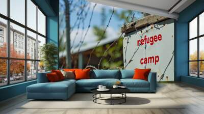 Refugee camp. Backdrop with selective focus and copy space Wall mural