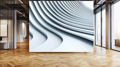 The image is a white and gray abstract design with a lot of lines and curves Wall mural