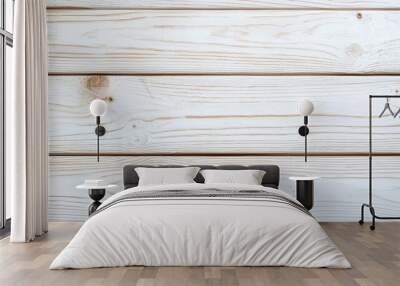 The image is a white background with wooden planks Wall mural