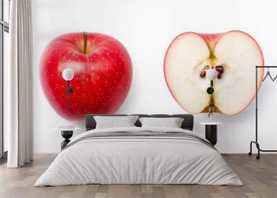 Two apples, one whole and one cut in half Wall mural